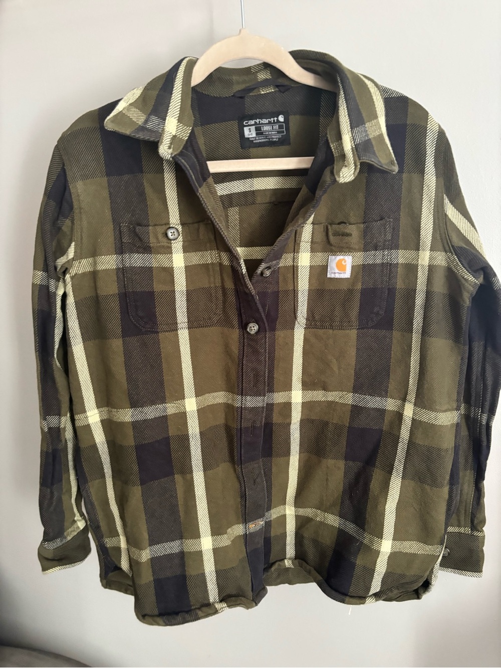 Carhartt Heavy Olive Plaid Flannel Shirt
